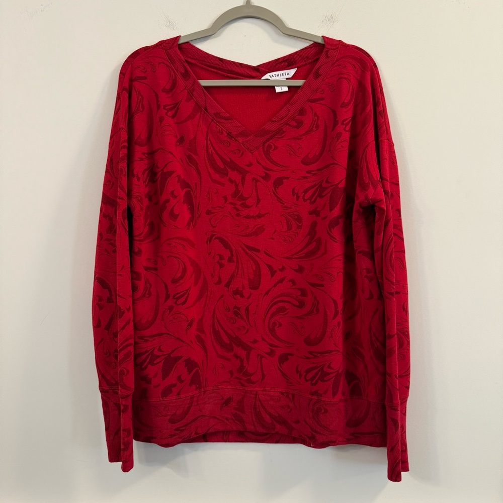 Women’s Athleta Red coaster luxe v-neck long-sleeve top size small